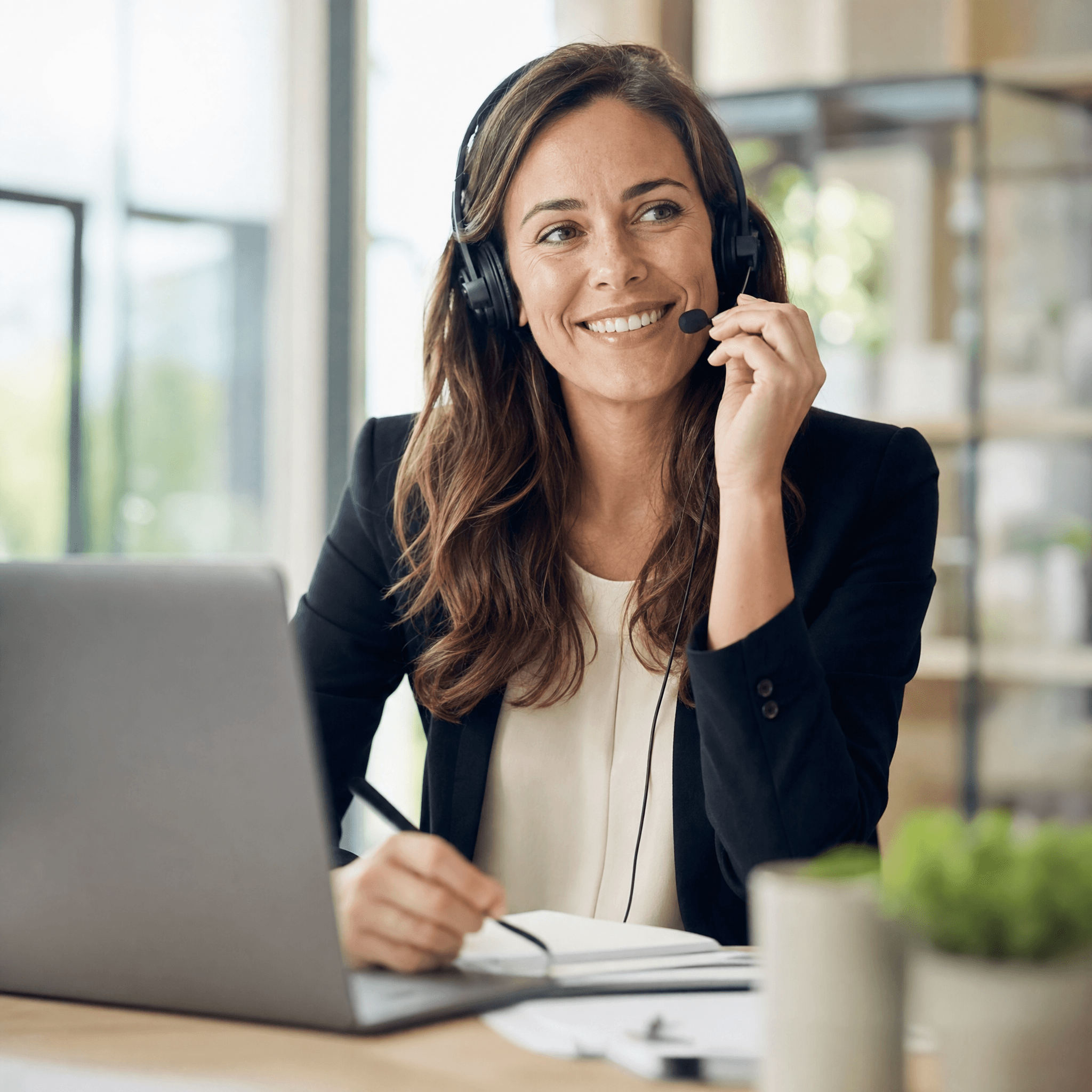 An insurance agent taking a call